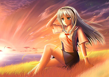 Enjoy the Sunset, sakagami, beautiful, clannad, scenery, tomoyo, anime, key, game, view, sunset HD wallpaper