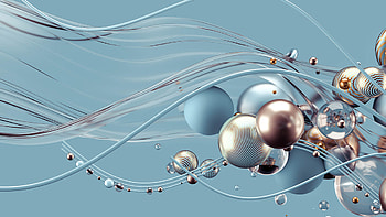 Brown Light Blue Balls Wavy Lines Glassy Art Shapes Abstract HD wallpaper
