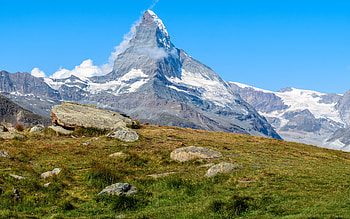 Matterhorn and cliffs, Green meadow view, Pristine landscape, Italian Alps charm HD wallpaper