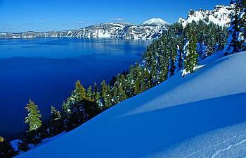 Blue slope, blue, slope, snow, trees, mountain HD wallpaper
