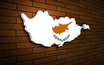 Cyprus map, , brown brickwall, European countries, Cyprus map silhouette, Cyprus flag, Europe, Cypriot map, Cypriot flag, Cyprus, flag of Cyprus, Cypriot 3D map HD wallpaper