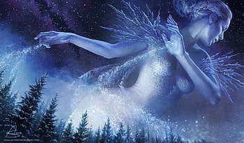Snow Queen, winter, blue, art, fantasy, anna steinbauer, luminos, girl, iarna HD wallpaper