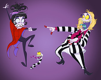 Beetlejuice cartoon, Artistic showcase, Tim Burton-inspired art, Beetlejuice fanart HD wallpaper