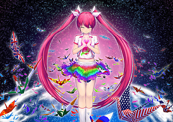 Hatsune Miku and World, miku, classic, anime, wall, girls, new, beauty, volcaloid HD wallpaper