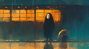 Spirited Away No-Face, Anime, movie, Spirited Away, No-Face (Spirited Away), rain, Rain Anime HD wallpaper