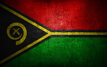 Vanuatu metal flag, grunge art, oceanian countries, Day of Vanuatu, national symbols, Vanuatu flag, metal flags, Flag of Vanuatu, Oceania, Vanuatu HD wallpaper