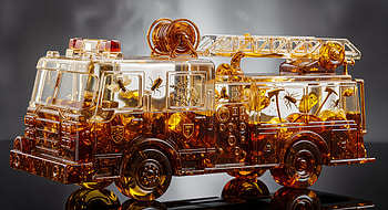 Amber Glass Fire Engine —, Fire Truck, Toy, Model HD wallpaper