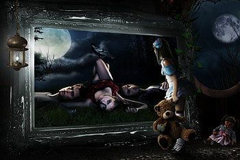 Friends, night, girls, moon HD wallpaper