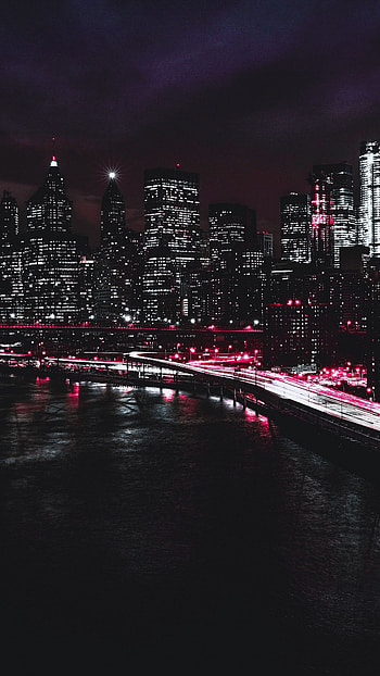 Manhattan skyline at night, Travel destination, USA city, Night beauty HD phone wallpaper