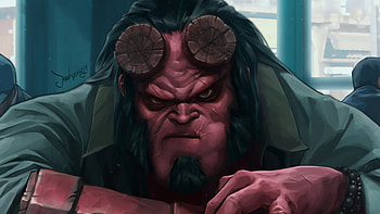 Hellboy Eating, hellboy, superheroes, artwork, digital-art, art HD wallpaper