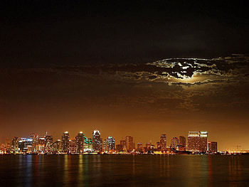 Cities, Moon, Usa, United States, California, San Diego HD wallpaper