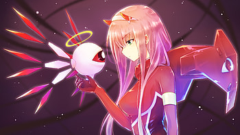 Anime girl, robot, zero two, long hair HD wallpaper