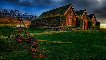 Cities, Houses, Grass, Old, Country, Craft HD wallpaper