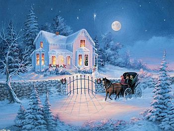 Christmas Buggy, winter, white, painting, buggy, christmas HD wallpaper