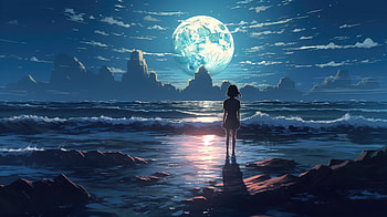 Standing In Water Anime Girl , anime-girl, anime, alone, artist, artwork, digital-art HD wallpaper
