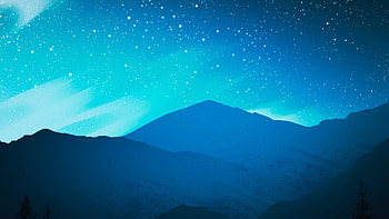 Blue Night Sky Mountains , mountains, artist, artwork, digital-art, deviantart HD wallpaper