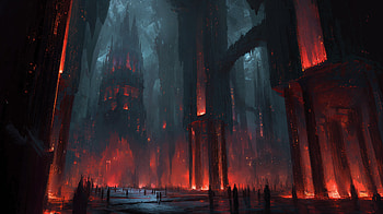 Underworld Citadel — Dark, Cathedral, Gothic, Lava HD wallpaper
