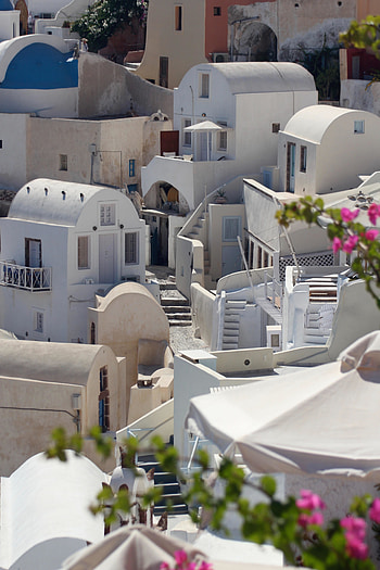 Santorini, houses, streets of city HD phone wallpaper
