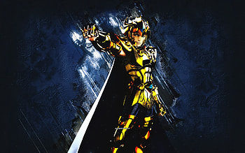 Leo Aiolia, Saint Seiya, Saint Seiya Characters, Episode G characters, Leo Aiolia Character, blue stone background, grunge art HD wallpaper