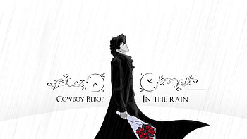 Preview cowboy bebop, spike spiegel, guy, brunette, rain, flower HD wallpaper