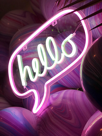 Words, Neon, Glow, Text, Sign, Signboard, Hello HD phone wallpaper