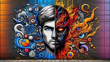 Split Personality Art, split personality, graffiti, Street Art, mural, colorful HD wallpaper