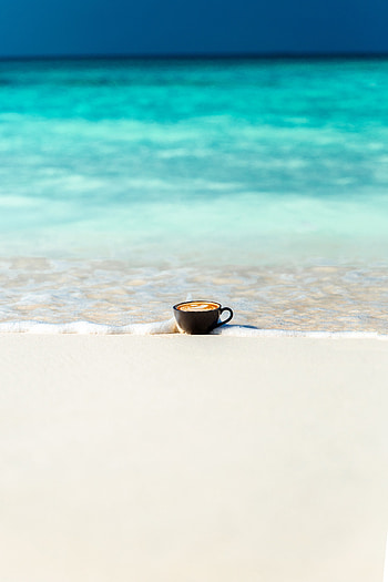 Sand, Shore, Bank, Cup, Ocean, Minimalism HD phone wallpaper