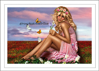 SUMMERTIME, FLOWERS, FIELD, SUMMER, BUTTERFLIES, FEMALE HD wallpaper
