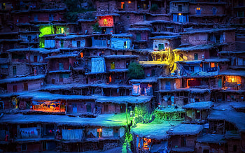 Sar Agha Seyed, nightscapes, iranian cities, Miankuh-e Moguyi Rural District, Kuhrang County, Iran, Asia HD wallpaper