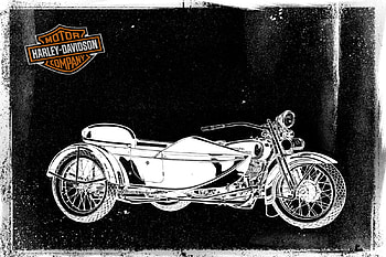 Harley Davidson, white, black, vintage, grunge HD wallpaper