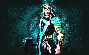 Fortnite Holo foil Thor Skin, Fortnite, main characters, turquoise stone background, Holo foil Thor, Fortnite skins, Holo foil Thor Skin, Holo foil Thor Fortnite, Fortnite characters HD wallpaper