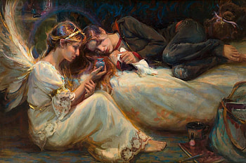 angels, women, abstract, fantasy HD wallpaper