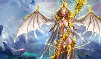 Golden Angel, wings, art, figure, girl, beautiful, angel, woman, digital, fantasy, pretty, female HD wallpaper