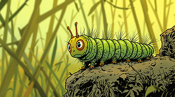 Caterpillar Adventure: Ultra, caterpillar, insect, cartoon, nature, green HD wallpaper
