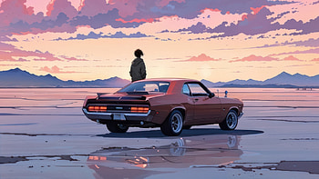 The Call Of The Horizon, artist, artwork, art, digital-art, cars, sunset, horizon HD wallpaper