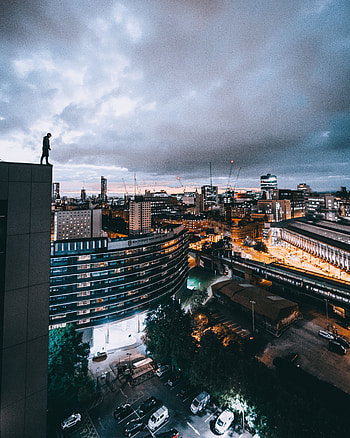 Cities, View From Above, Silhouette, Privacy, Seclusion, Night City, Overview, Review, Loneliness HD phone wallpaper