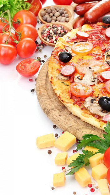 Tomato-topped pizza, food , Craving-inducing, Fresh and savory HD phone wallpaper