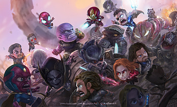 Chibi Avengers Infinity War, avengers-infinity-war, artwork, artist, digital-art, superheroes, behance HD wallpaper