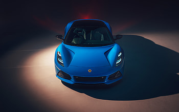 2023, Lotus Emira, exterior, top view, blue sports car, new blue Emira, Brtian sports cars, Lotus HD wallpaper