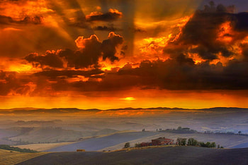 Tuscany Sunset, clouds, sky, nature, sunsets HD wallpaper