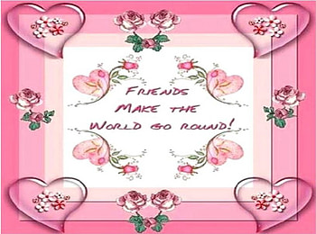 Friends make the world go 'round, hearts, friendship verse, flowers HD wallpaper