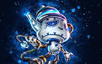 Porcelain Amumu, , blue neon lights, League of Legends, MOBA, artwork, Porcelain Amumu Skin, Porcelain Amumu Build, LoL, Porcelain Amumu League of Legends HD wallpaper