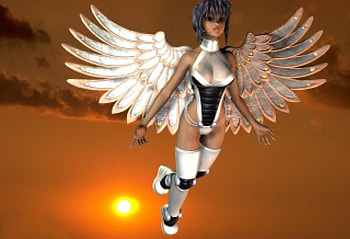 Angel, abstract, fantasy, flight, sky HD wallpaper