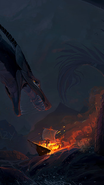 Leviathan's Grasp — Burning Ship Fantasy , boat, fantasy HD phone wallpaper
