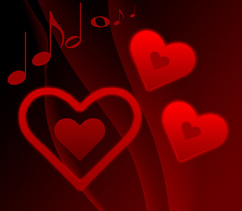 You're A Musical Kinda Love ^_^, music, glow, love, red, hearts HD wallpaper