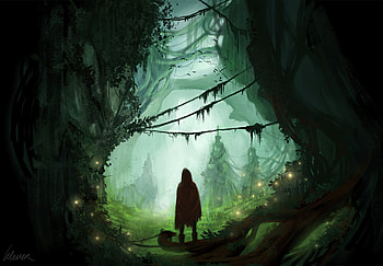 Art, Silhouette, Forest, Fog HD wallpaper