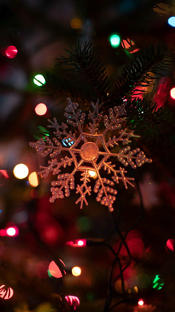 Snowflake, Christmas Lights HD phone wallpaper