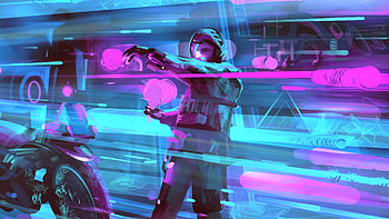Neonflow, biker, artist, artwork, digital-art, artstation HD wallpaper