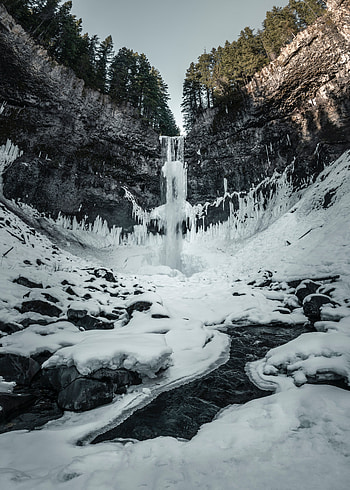 Nature, Trees, Ice, Snow, Waterfall, Break, Precipice HD phone wallpaper