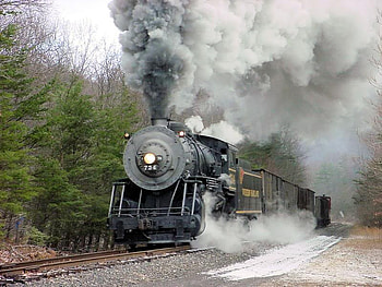 Train, smoke, trees, track HD wallpaper